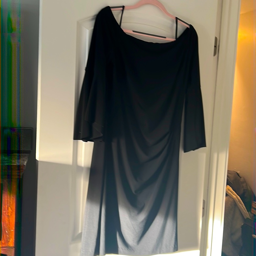 Off the shoulder black jersey dress dressy
